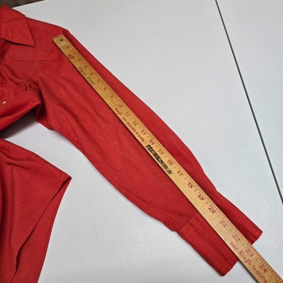 High Country Shirt Mens Medium Orange Western Pearl Snap Cowboy Rodeo Ranchwear - Picture 11 of 13